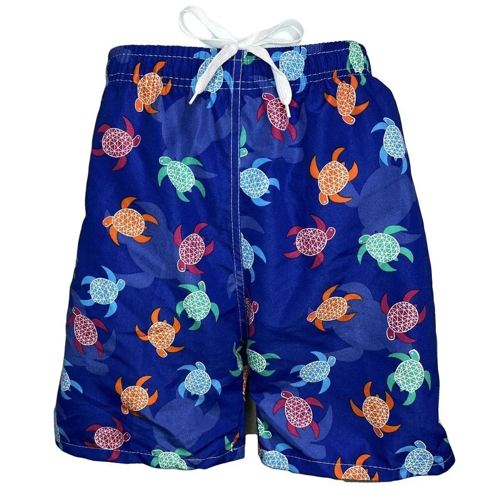 Boy's Swimming Shorts, Kids Pool Trunks, Turtles Print